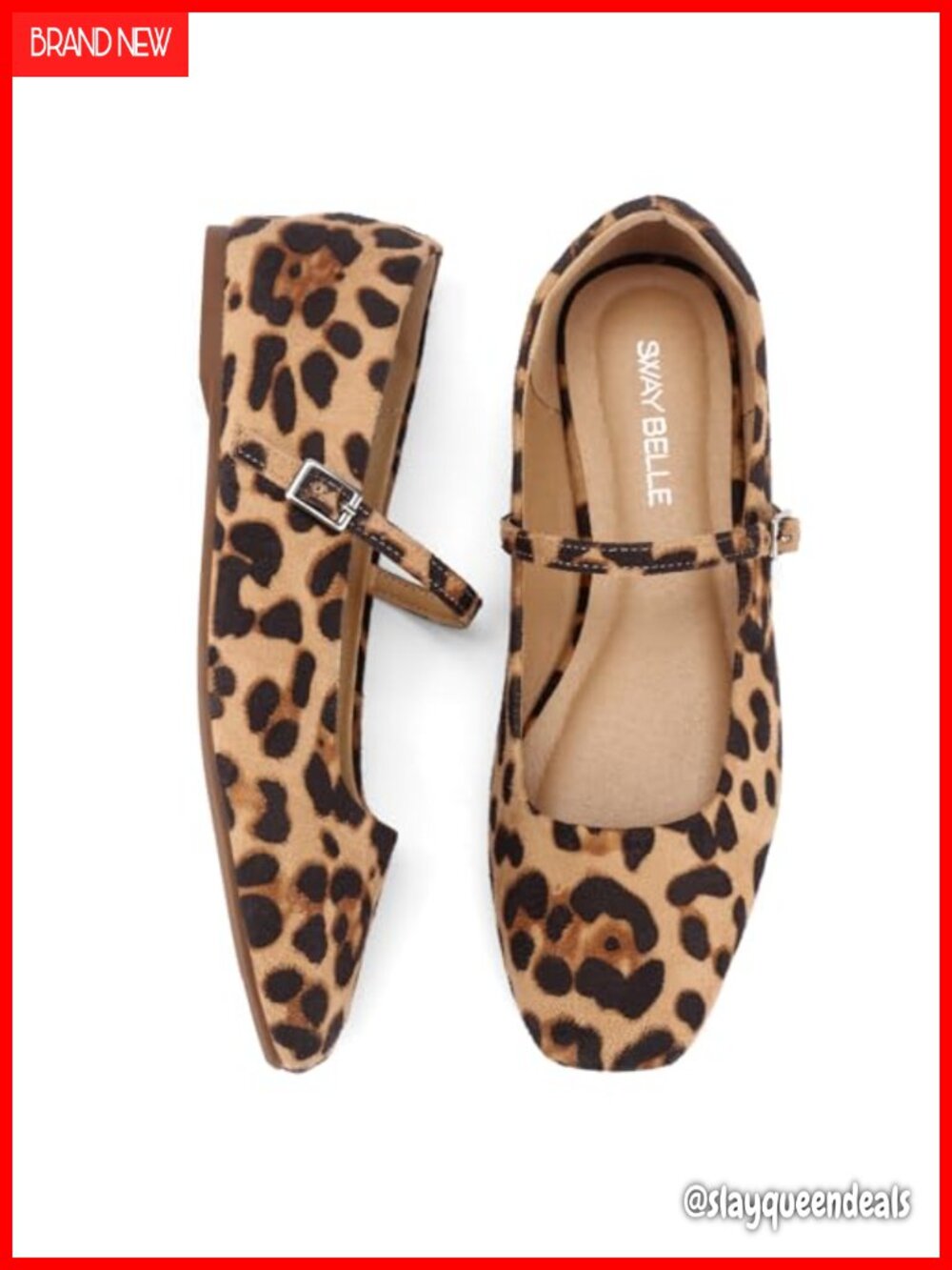 Mary Jane Flats Square Closed Toe Adjustable Buckle Faux Leather Women's